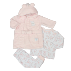 G23029: Baby Pink Elephant Plush Dressing Gown & Pyjama Set (3-12 Months)